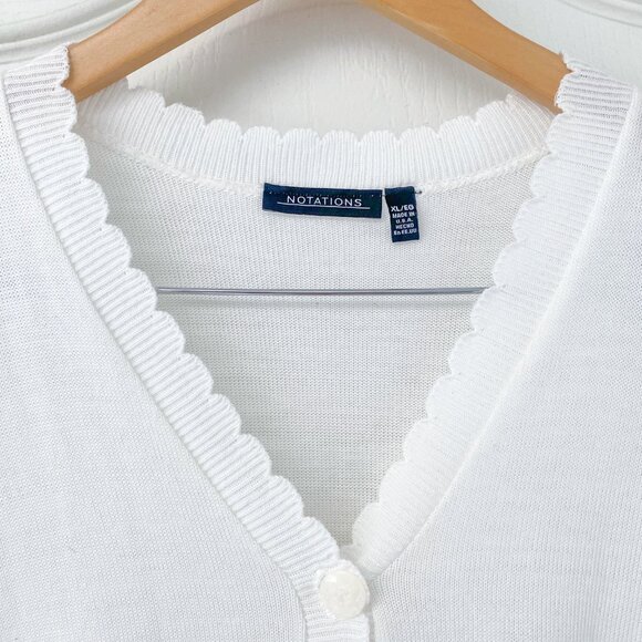 Notations - Dainty Knit Lacey Scallop Neck Cardigan - Picture 4 of 7